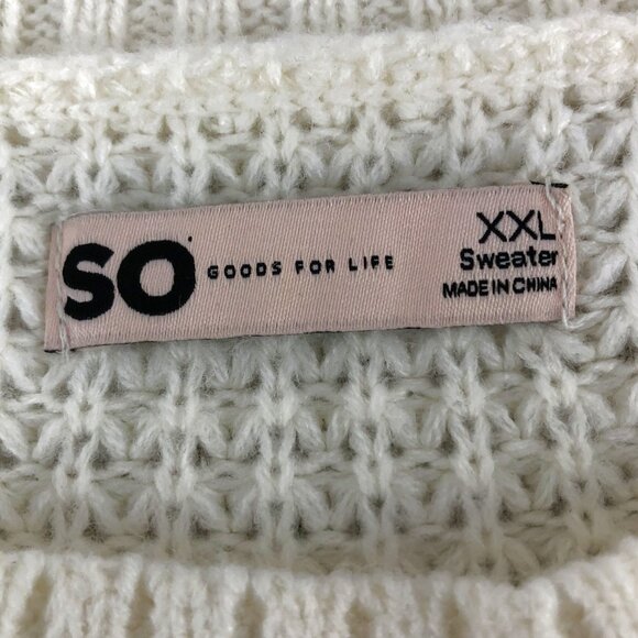 SO Goods For Life Boho Cozy Open-Knit Cream Pullover Crewneck Sweater Size XXL - Picture 9 of 11